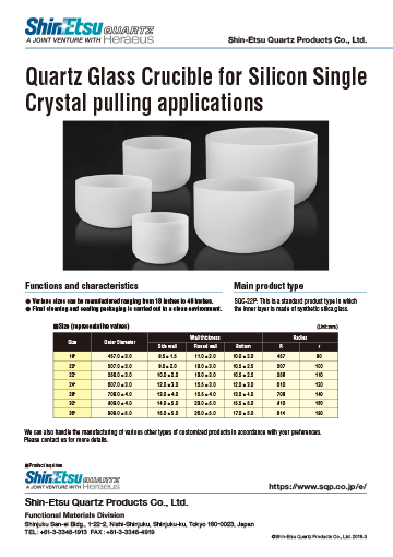 Quartz Glass Crucible for Silicon Single Crystal pulling applications